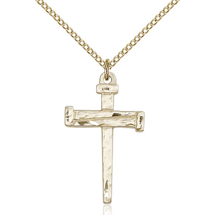 Nail Cross Necklace Gold Filled 18"