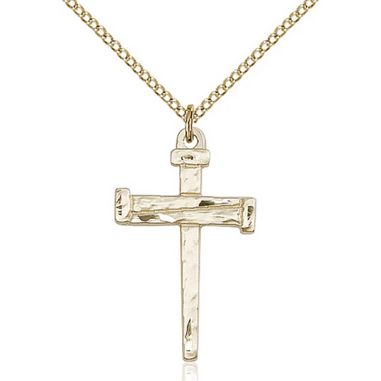 Nail Cross Necklace Gold Filled 18"
