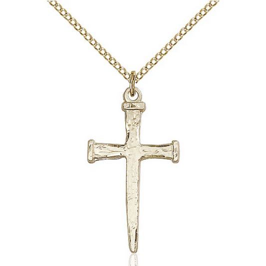 Nail Cross Necklace Gold Filled 18"
