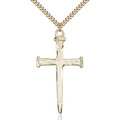 Nail Cross Necklace Gold Filled 24"
