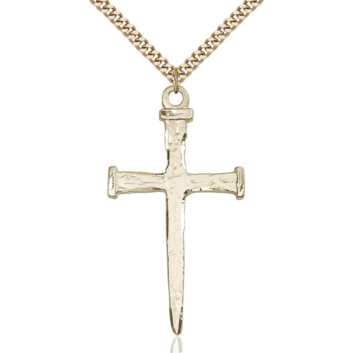Nail Cross Necklace Gold Filled 24"