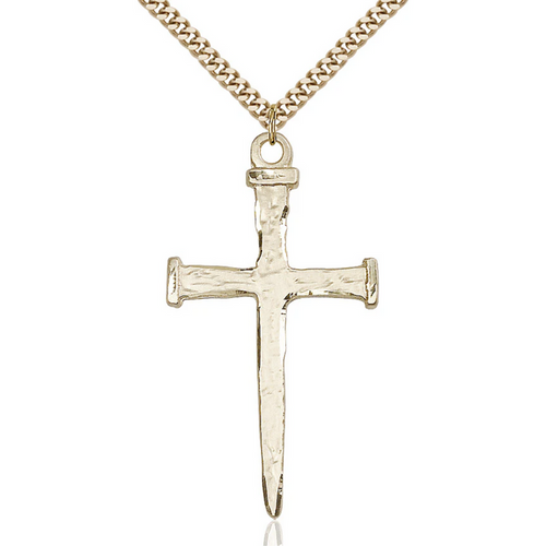 Nail Cross Necklace Gold Filled 24"