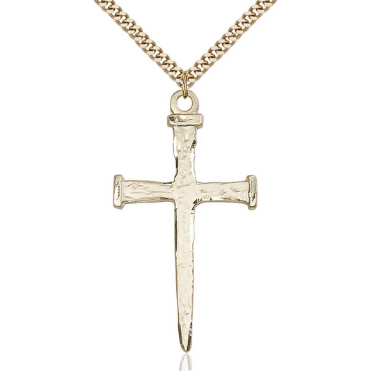 Nail Cross Necklace Gold Filled 24"