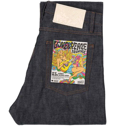 Naked and Famous Denim Weird Guy Love & Peace Selvedge Jeans - Indigo