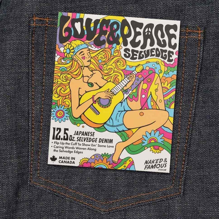Naked and Famous Denim Weird Guy Love & Peace Selvedge Jeans - Indigo