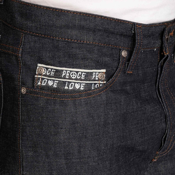 Naked and Famous Denim Weird Guy Love & Peace Selvedge Jeans - Indigo