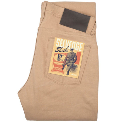 Naked and Famous Denim Weird Guy Selvedge Slack - Beige