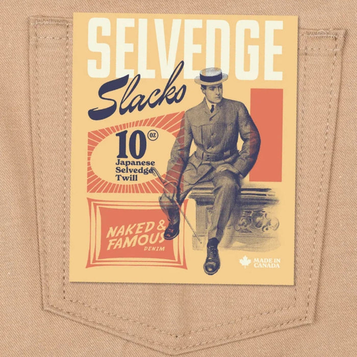 Naked and Famous Denim Weird Guy Selvedge Slack - Beige