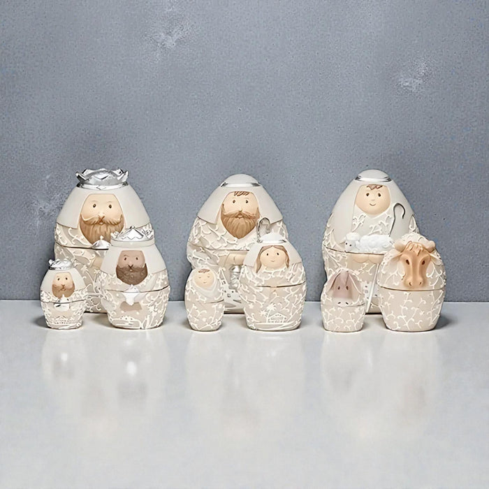 Nesting Nativity 6"H 9pc set