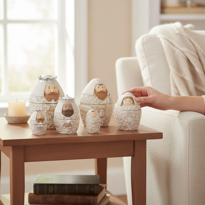 Nesting Nativity 6"H 9pc set