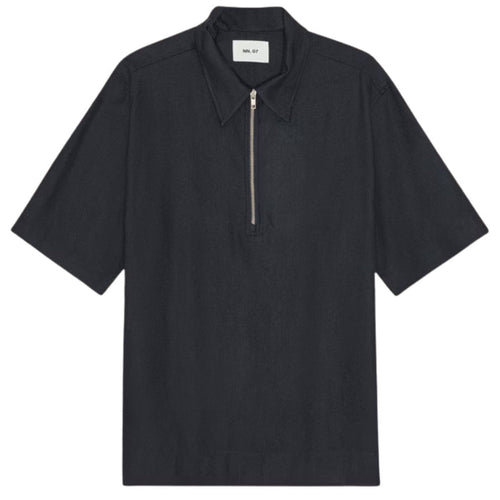 NN07 Bruno Linen Blend Polo - Deep Navy