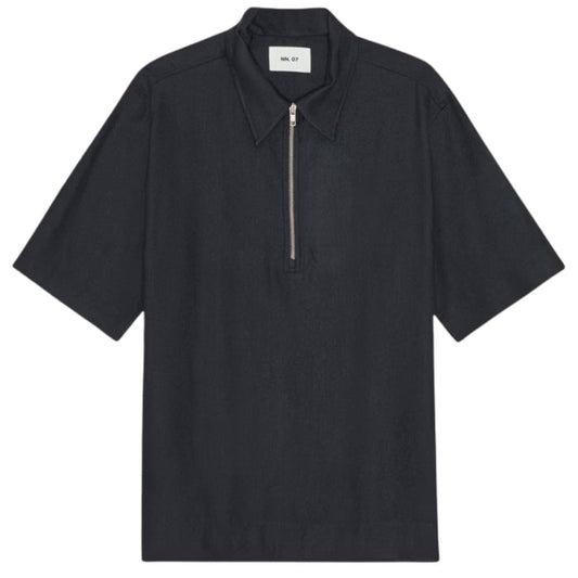 NN07 Bruno Linen Blend Polo - Deep Navy