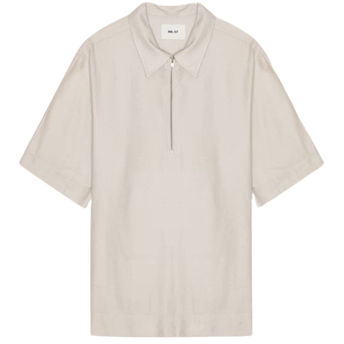 NN07 Bruno Linen Blend Polo - Ivory