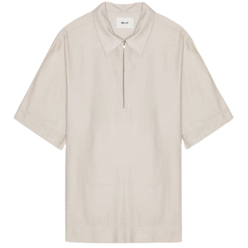 NN07 Bruno Linen Blend Polo - Ivory