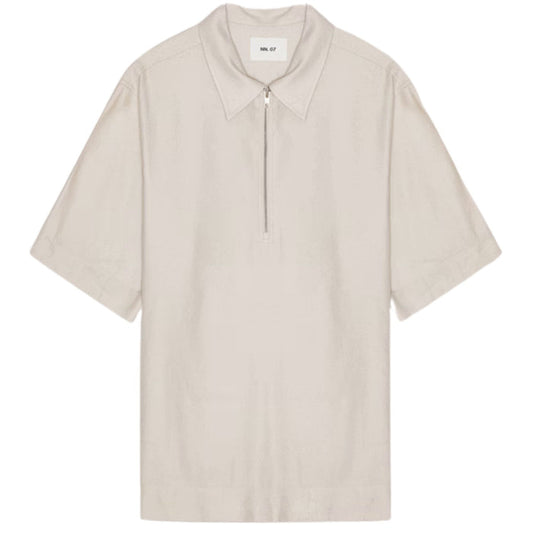 NN07 Bruno Linen Blend Polo - Ivory