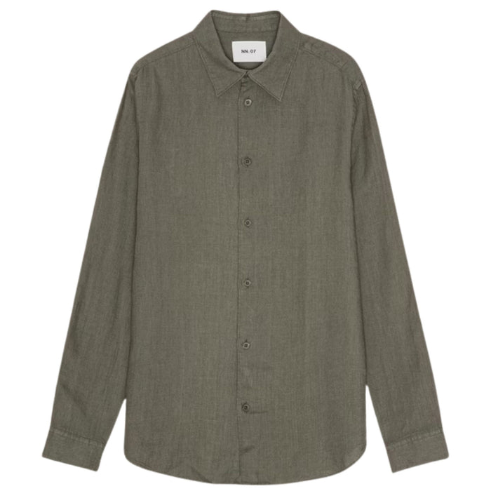 NN07 Enzo Classic Collar Linen Shirt - Capers