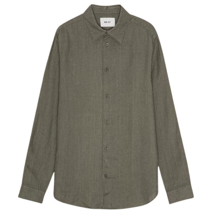 NN07 Enzo Classic Collar Linen Shirt - Capers