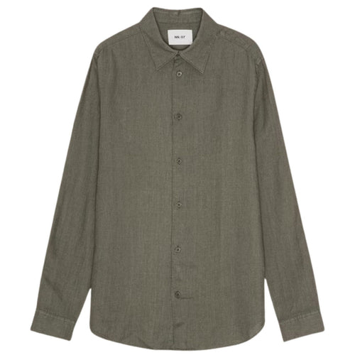 NN07 Enzo Classic Collar Linen Shirt - Capers