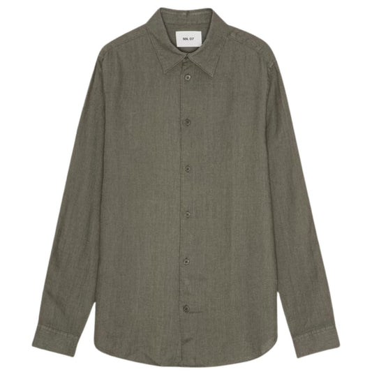 NN07 Enzo Classic Collar Linen Shirt - Capers