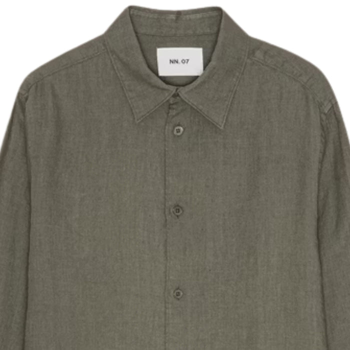 NN07 Enzo Classic Collar Linen Shirt - Capers