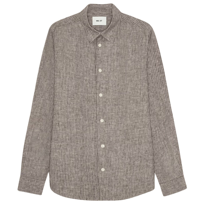 NN07 Enzo Classic Collar Linen Shirt - Clay