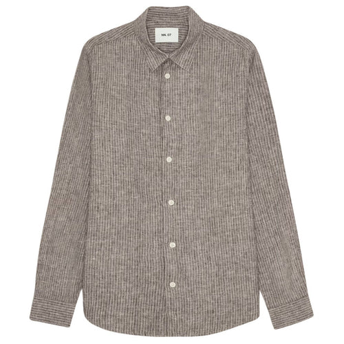 NN07 Enzo Classic Collar Linen Shirt - Clay