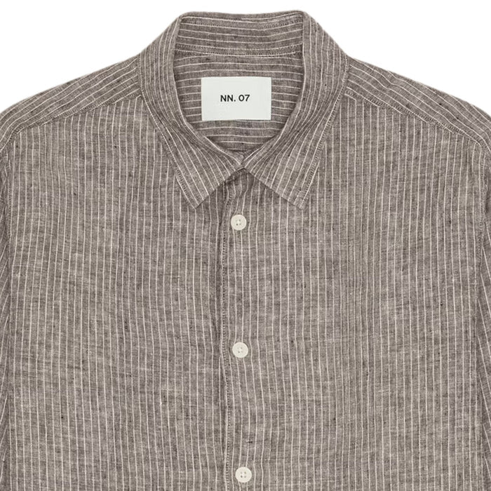 NN07 Enzo Classic Collar Linen Shirt - Clay