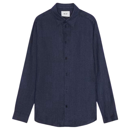 NN07 Enzo Classic Collar Linen Shirt - Navy Blue