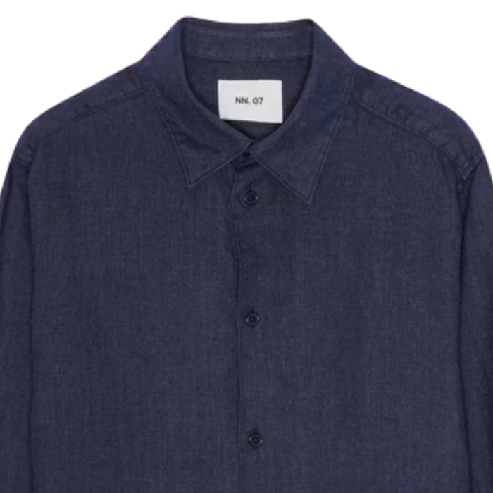 NN07 Enzo Classic Collar Linen Shirt - Navy Blue