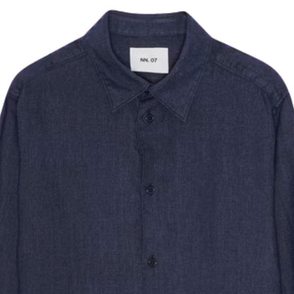 NN07 Enzo Classic Collar Linen Shirt - Navy Blue