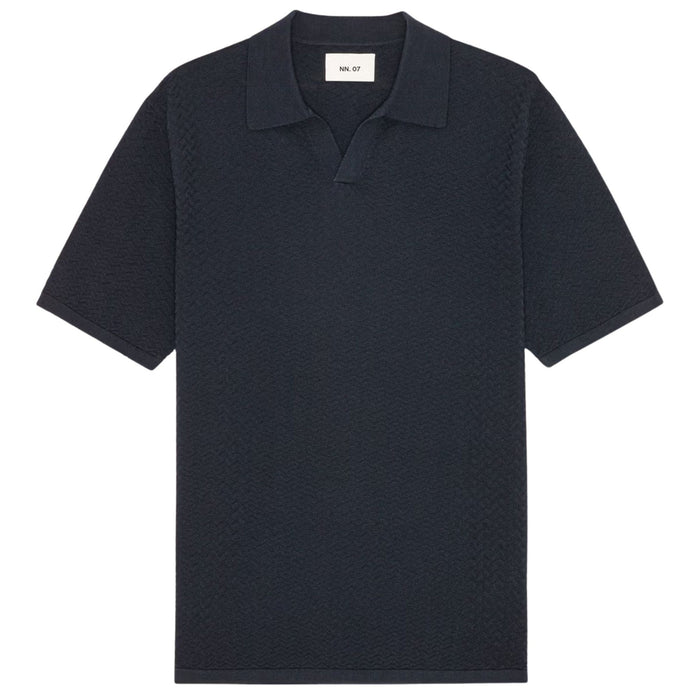 NN07 Paul Textured Stitch Polo - Navy Blue