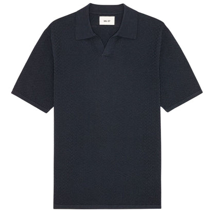 NN07 Paul Textured Stitch Polo - Navy Blue