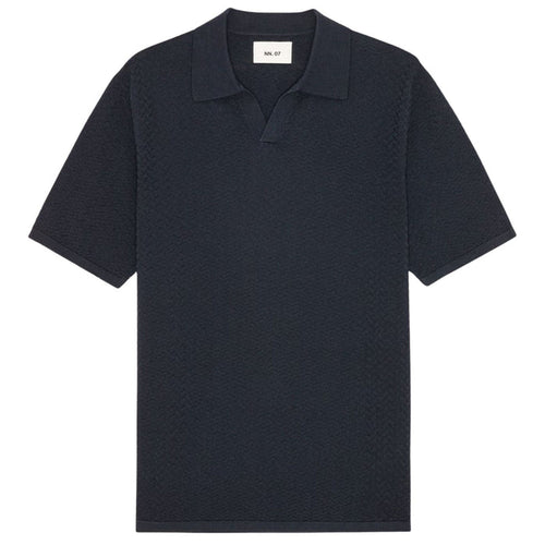 NN07 Paul Textured Stitch Polo - Navy Blue
