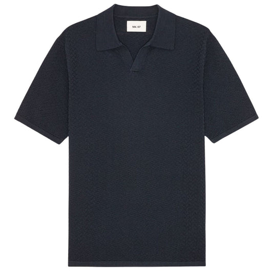 NN07 Paul Textured Stitch Polo - Navy Blue