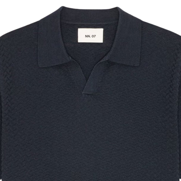 NN07 Paul Textured Stitch Polo - Navy Blue