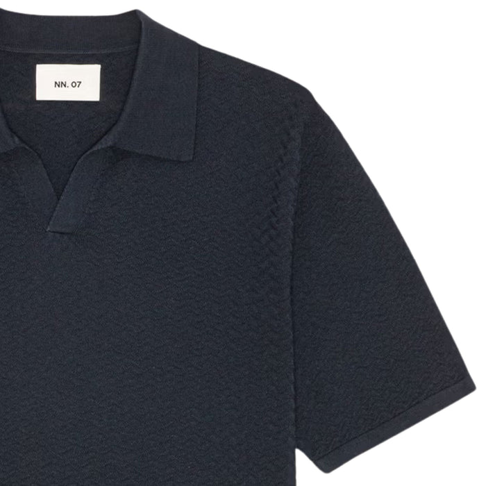 NN07 Paul Textured Stitch Polo - Navy Blue