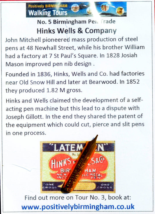 No. 5 - Hinks Wells & Co - Latem Dip Pen Nib