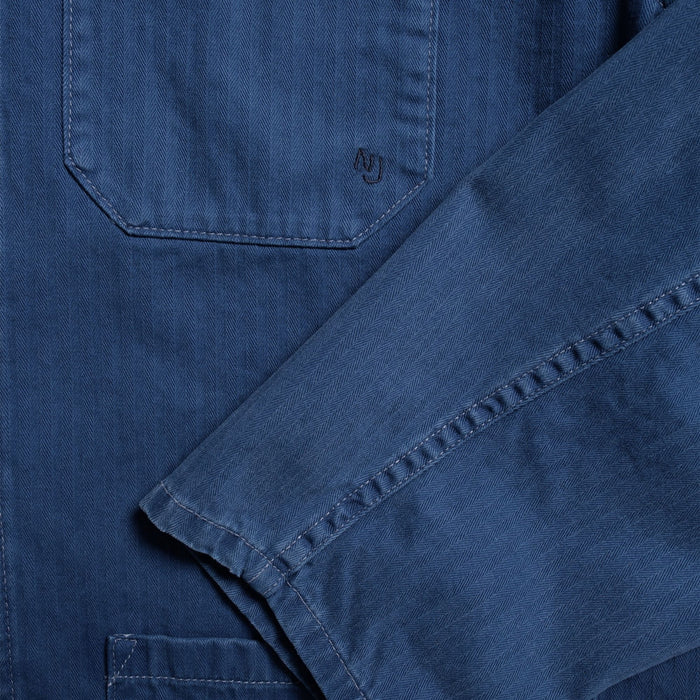 Nudie Jeans Buddy Herringbone Chore Jacket - Blue