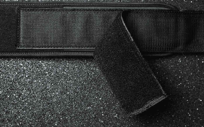 Close-up view of the hook-and-loop fastener on the REP Nylon Lifting Belt.