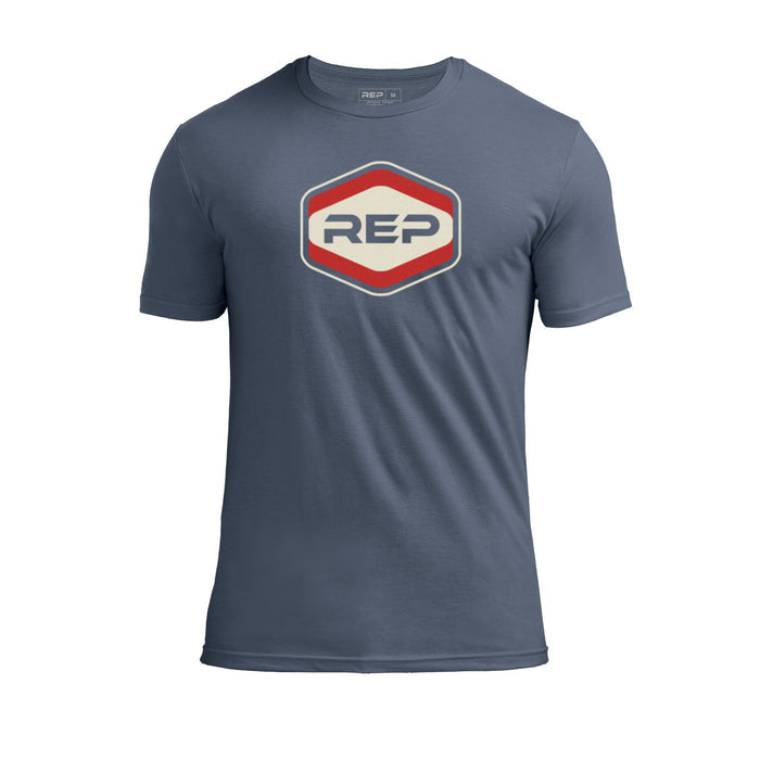 Octane Tri-Blend Crew T-Shirt in Navy and Cream