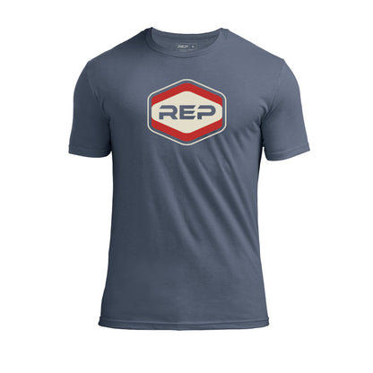 Octane Tri-Blend Crew T-Shirt in Navy and Cream