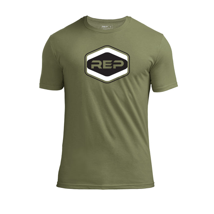 Octane Tri-Blend Crew T-Shirt in Olive and Black