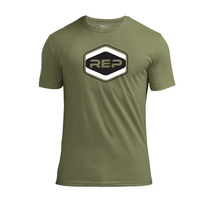 Octane Tri-Blend Crew T-Shirt in Olive and Black