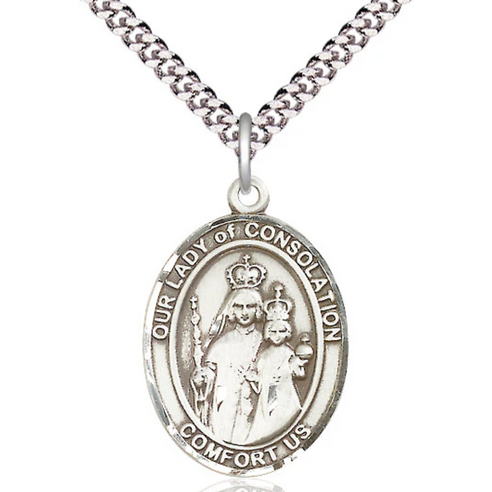 Our Lady of Consolation Necklace Sterling Silver 24"