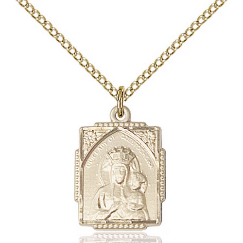 Our Lady of Czestochowa Medal Gold Filled 18"