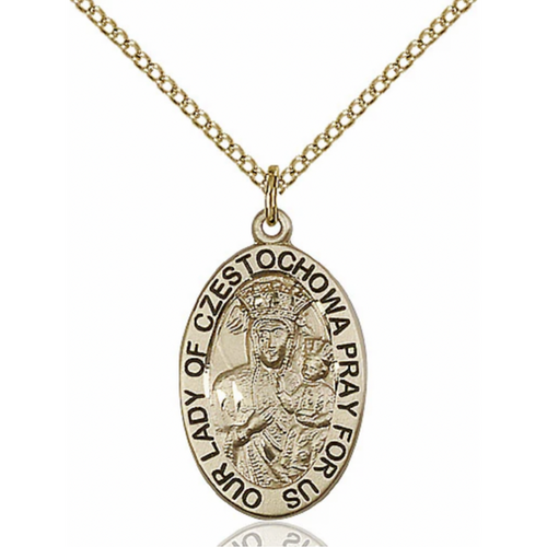 Our Lady of Czestochowa Necklace Gold Filled 18"