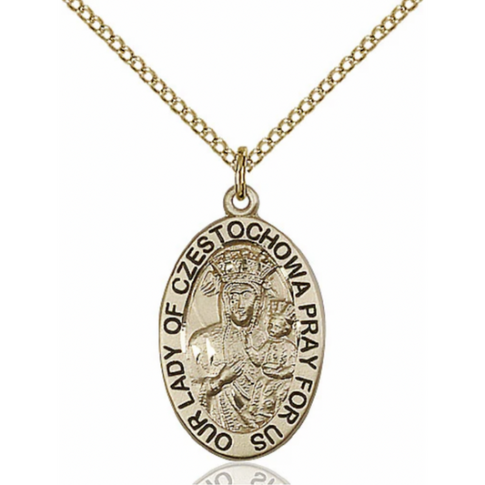 Our Lady of Czestochowa Necklace Gold Filled 18"