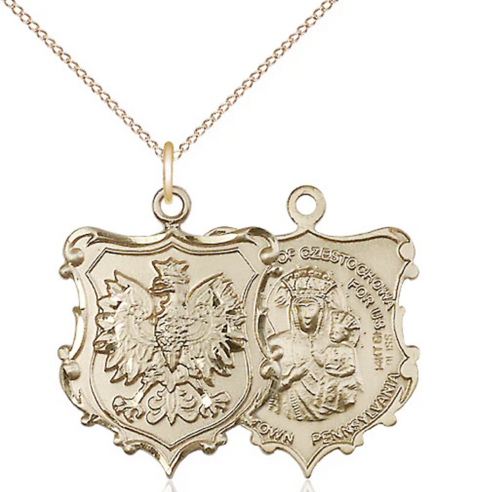 Our Lady of Czestochowa Necklace Gold Filled 18"