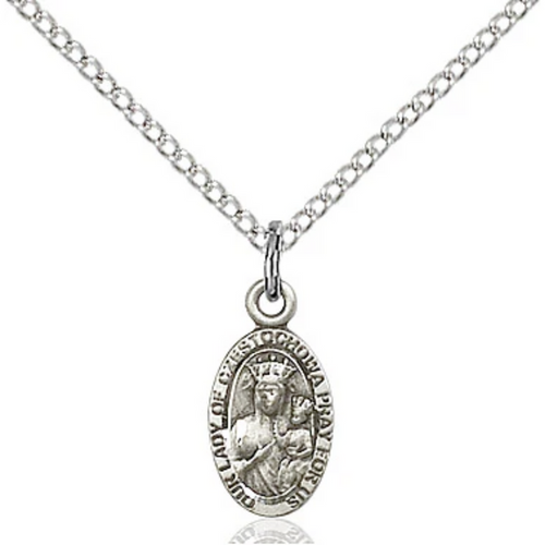 Our Lady of Czestochowa Necklace Sterling Silver 18"