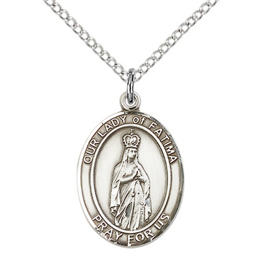 Our Lady of Fatima Necklace Sterling Silver 18"